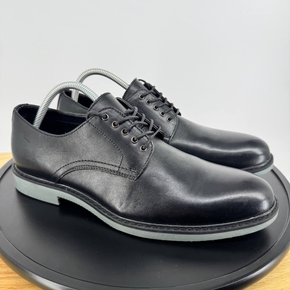 NWT Public Opinion Mens Black Leather Derby Shoes 95952758 Size 10.5M‎